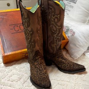 Corral sand leopard print cowboy boots women’s 8.5 NEW!!!!!!